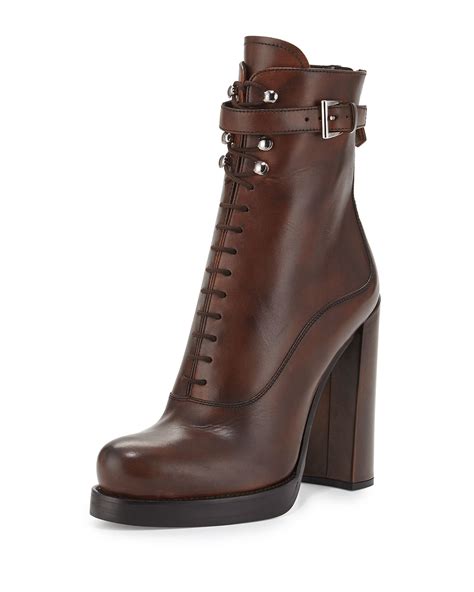 prada leather lace up boots|Prada high heel boots.